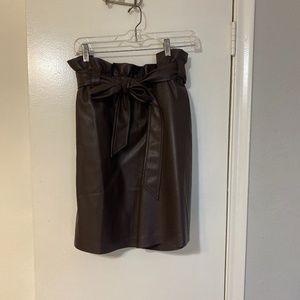 ELOQUII chocolate faux leather A-Line skirt
